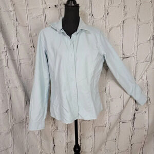 EDDIE Bauer Light Baby Blue Button Up Brushed Flannel Soft Shacket‎ Shirt L